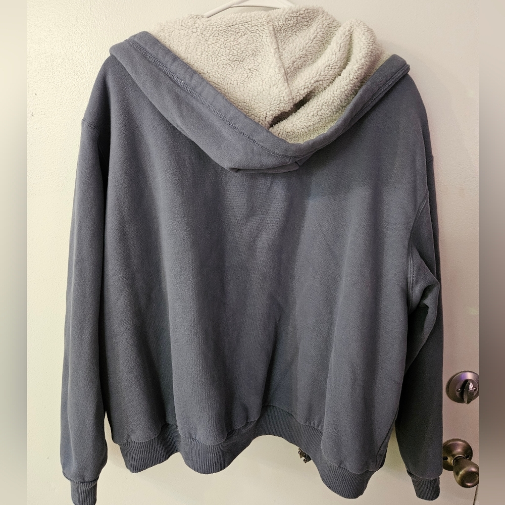 Hollister Blue Zip-Up Hoodie with Sherpa Lining - Picture 4 of 5
